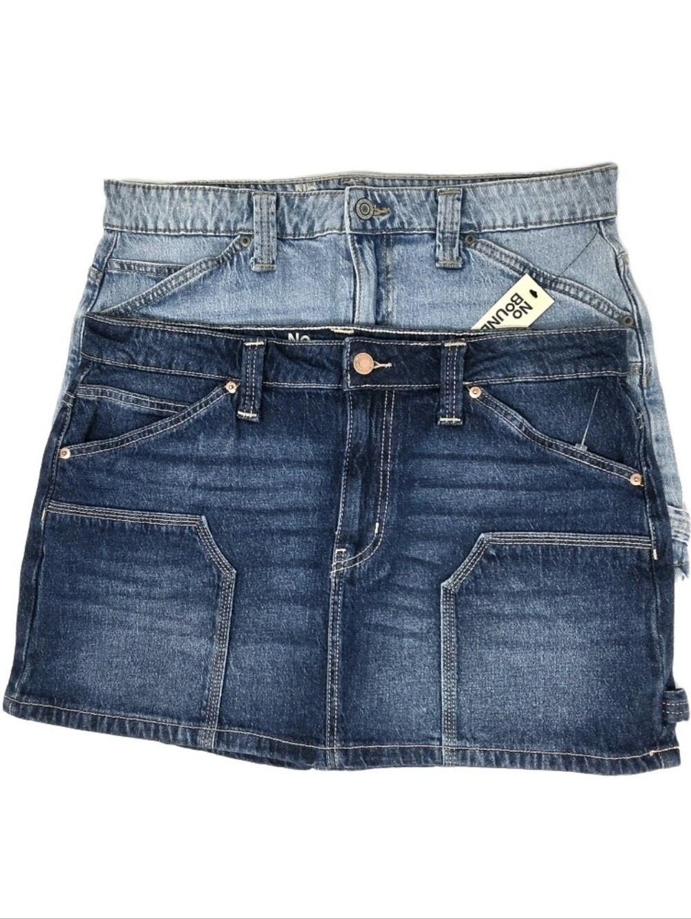 No Boundaries 2-pack Mini Micro Denim Carpenter Skirts Women's Size M (8-10) - Picture 9 of 9